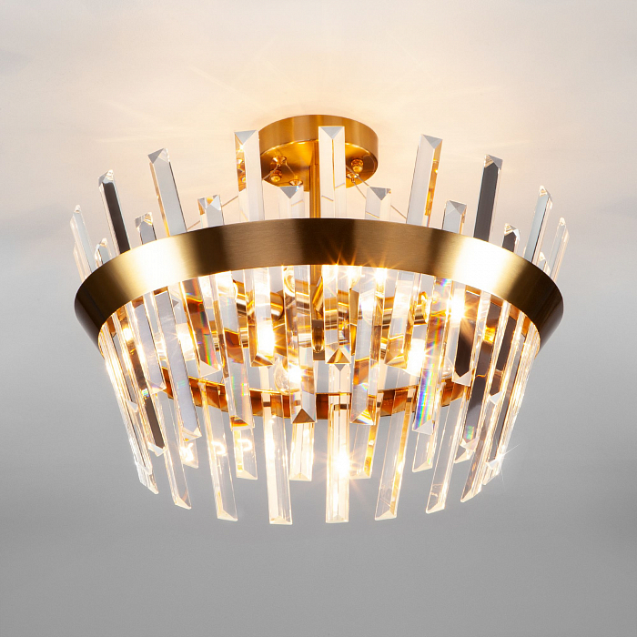 Люстра Eurosvet 10111/5 золотая бронза/прозрачный хрусталь Strotskis